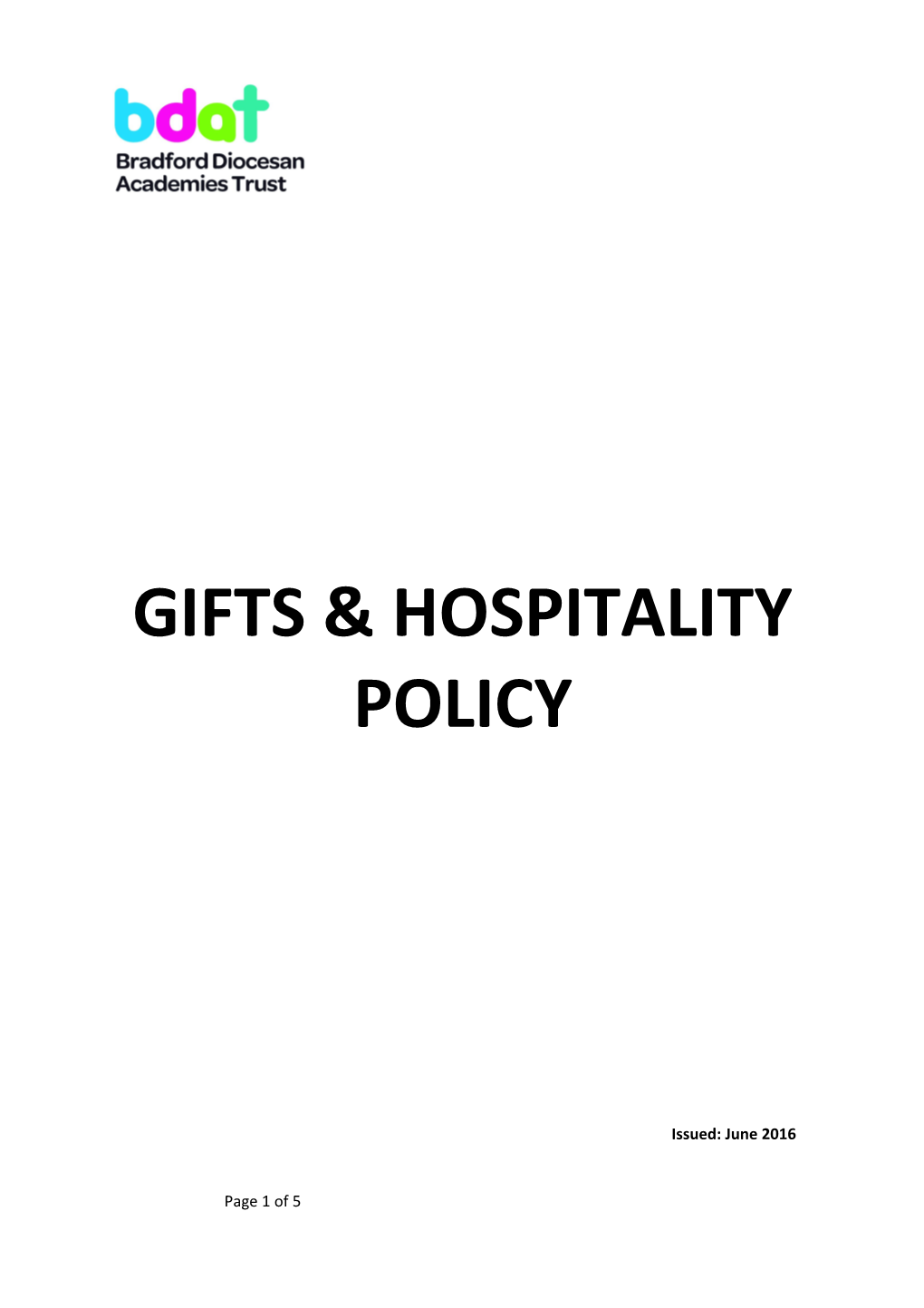 Gifts & Hospitality Policy