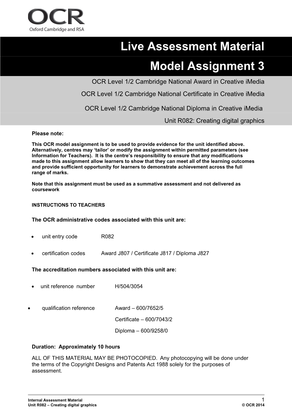 Unit R082 - Creating Digital Graphics - Model Assignment 3