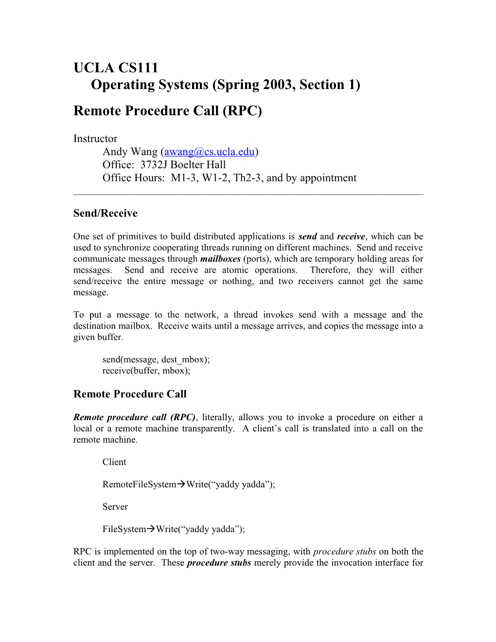 CS111 Operating System Principles s1