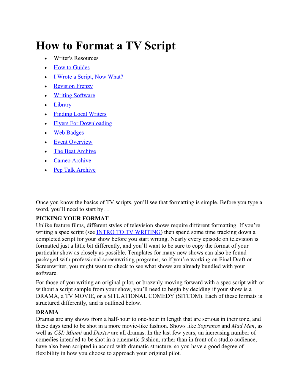 How to Format a TV Script
