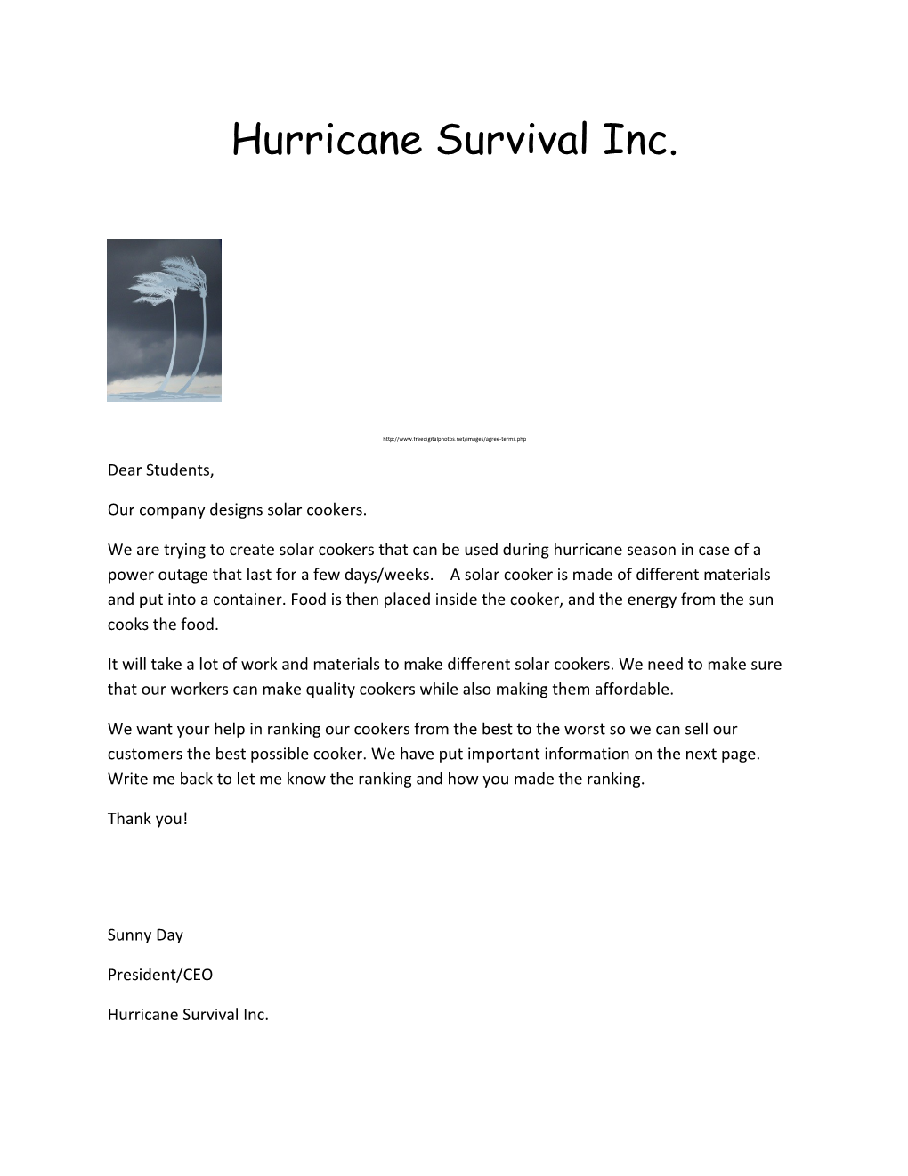 Hurricane Survival Inc
