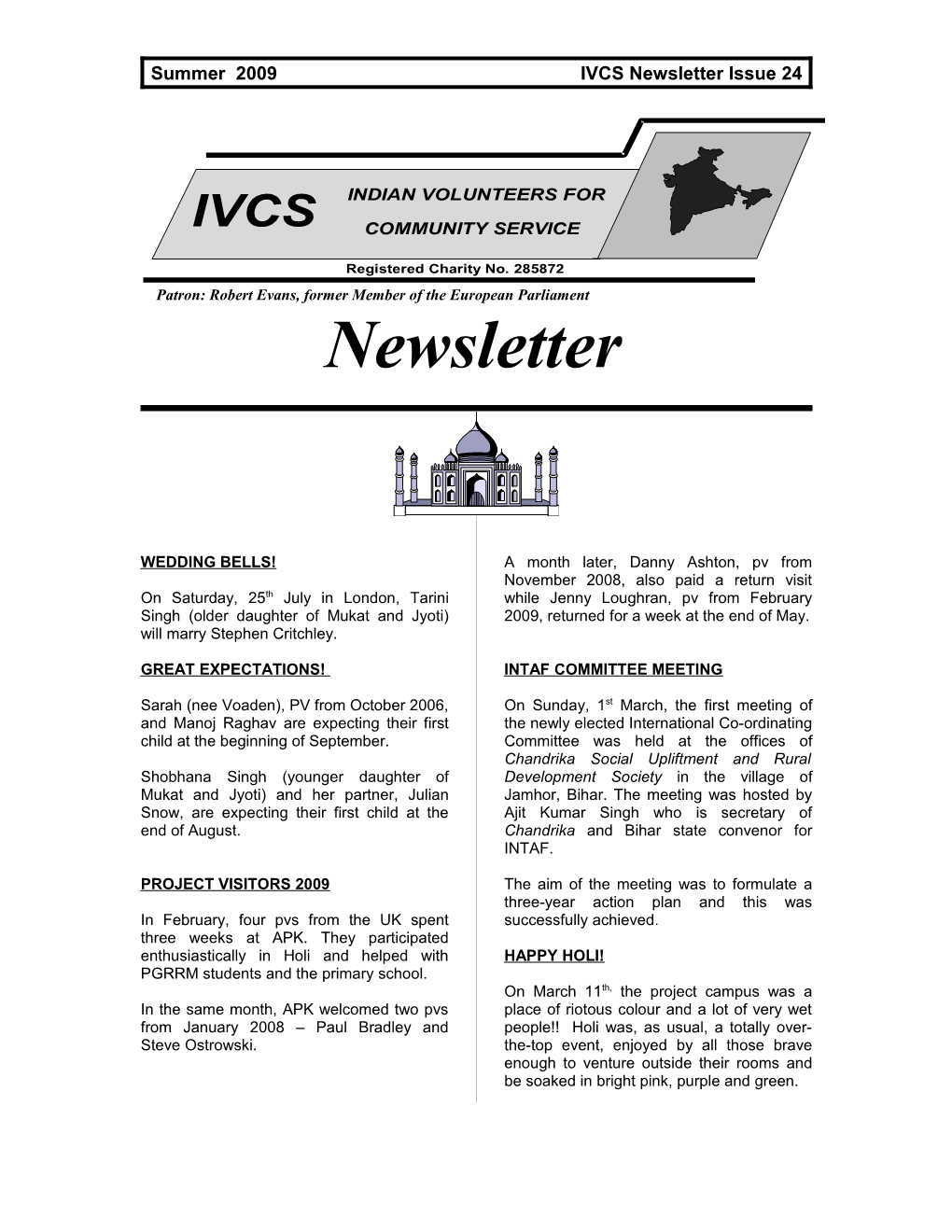 Summer 2009 IVCS Newsletter Issue 24