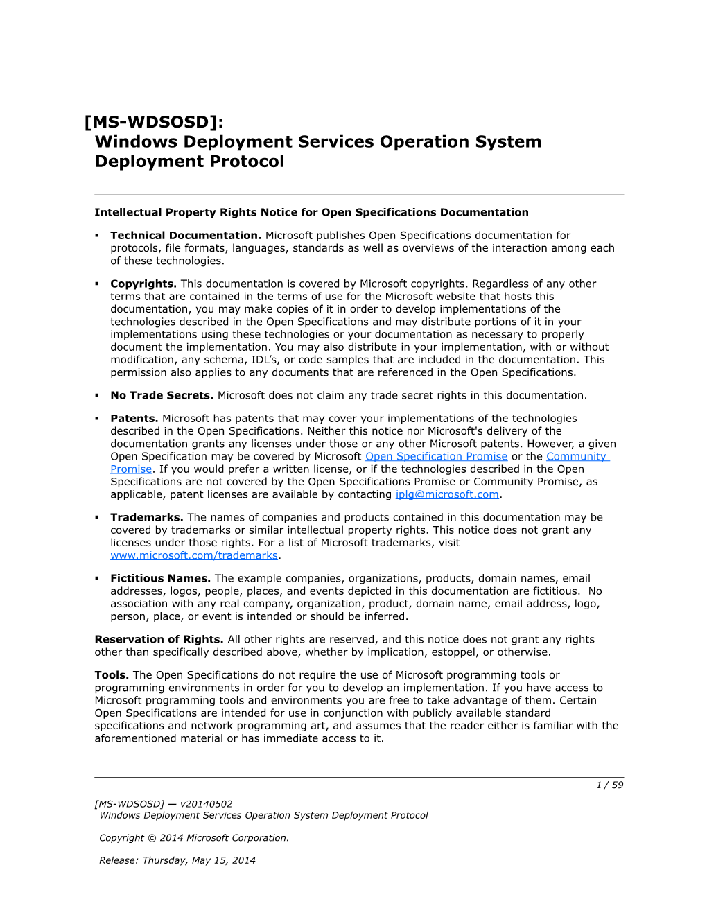 Intellectual Property Rights Notice for Open Specifications Documentation s145