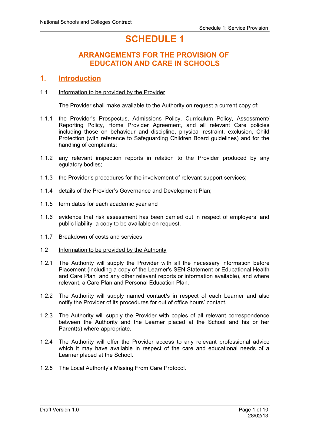 Contract for the Placement Of