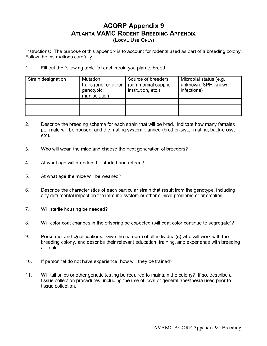 Atlanta VAMC Rodent Breeding Appendix