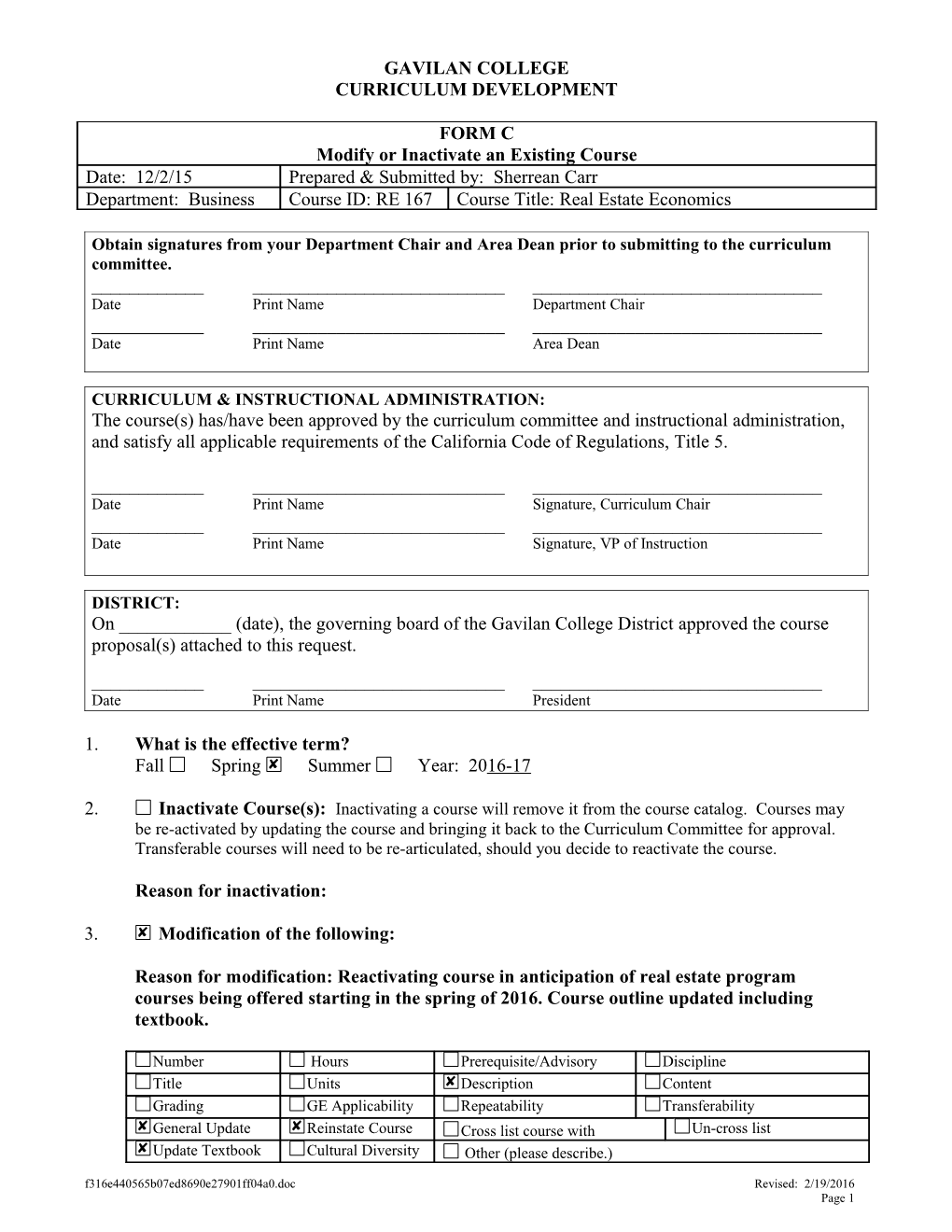 Course Discipline and s3