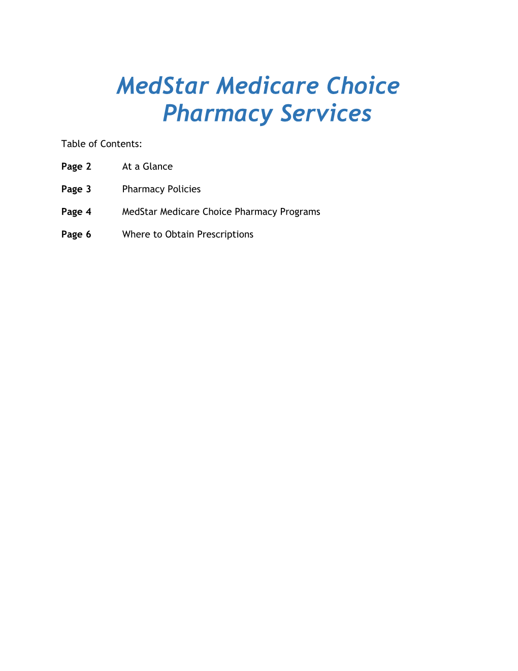 Medstar Medicare Choice Pharmacy Services