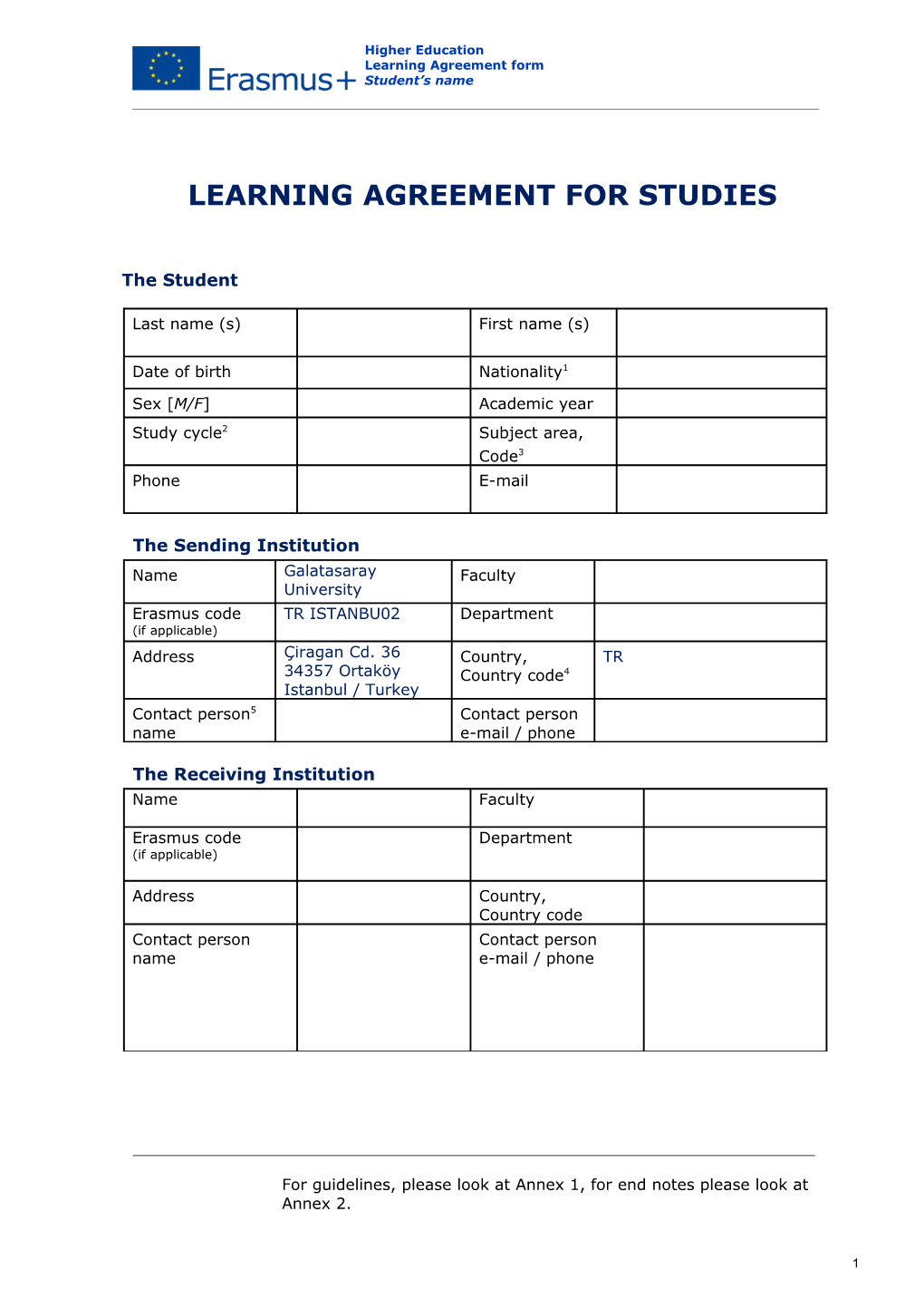 Learning Agreement for Studies s4