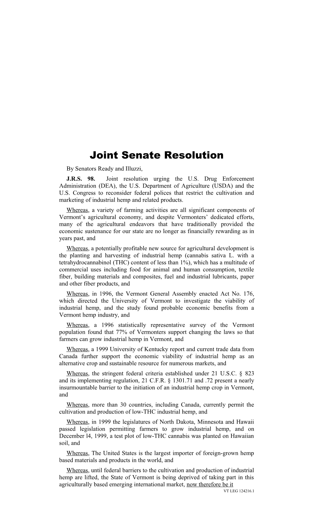 Joint Senate Resolution