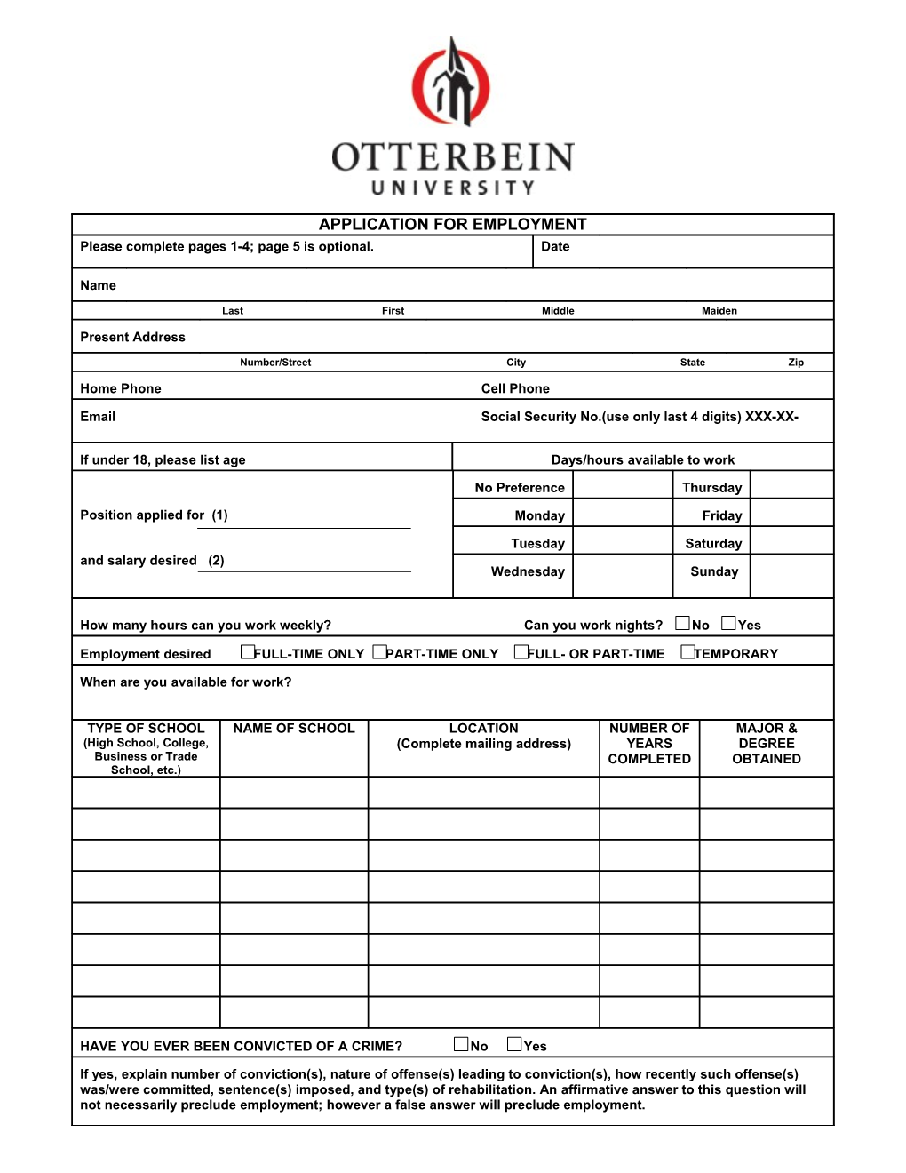 Sample Employment Application Form s2
