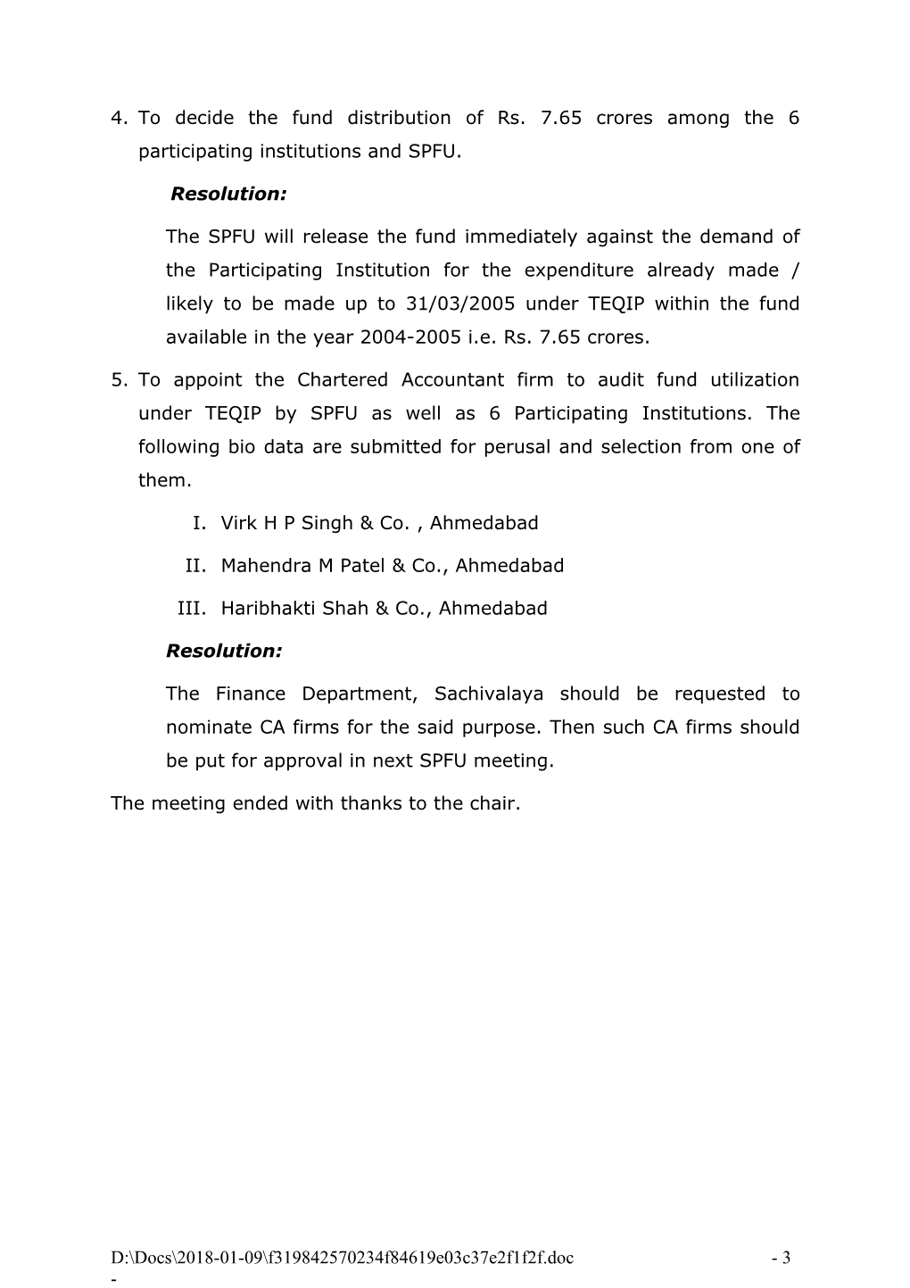Agenda for the Meeting of SPFU Officers/Officials of DTE Held on 27Th May, 2004 at Directorate