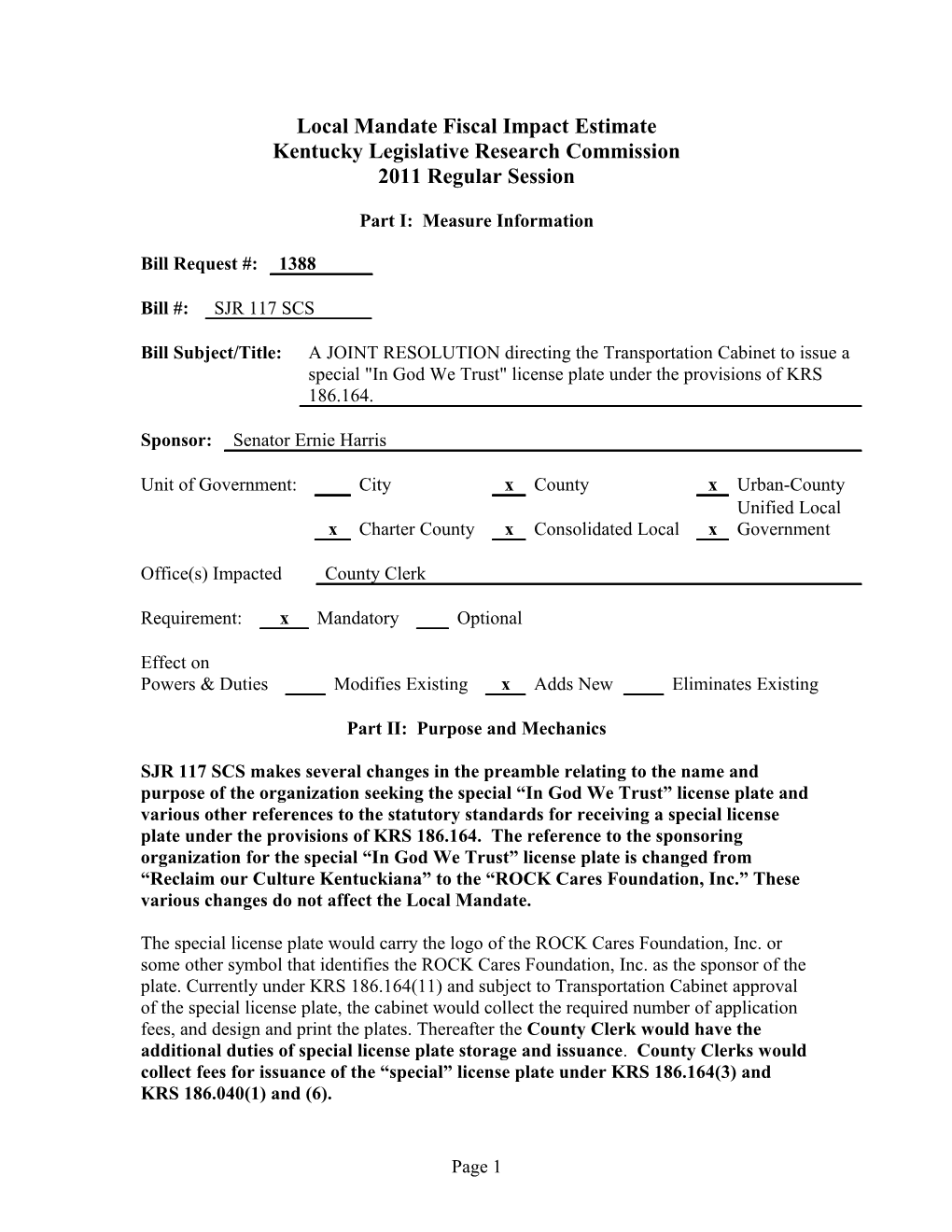 Commonwealth of Kentucky s89