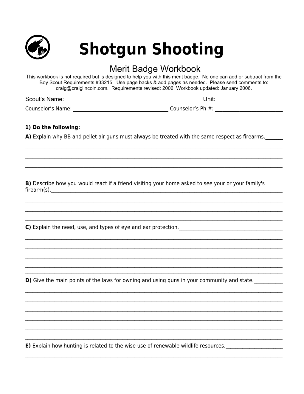 Shotgun Shooting P. 3 Merit Badge Workbook Scout's Name: ______