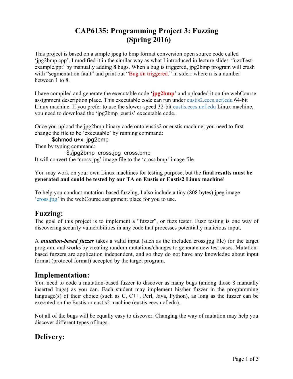 CAP6135: Programming Project 3: Fuzzing