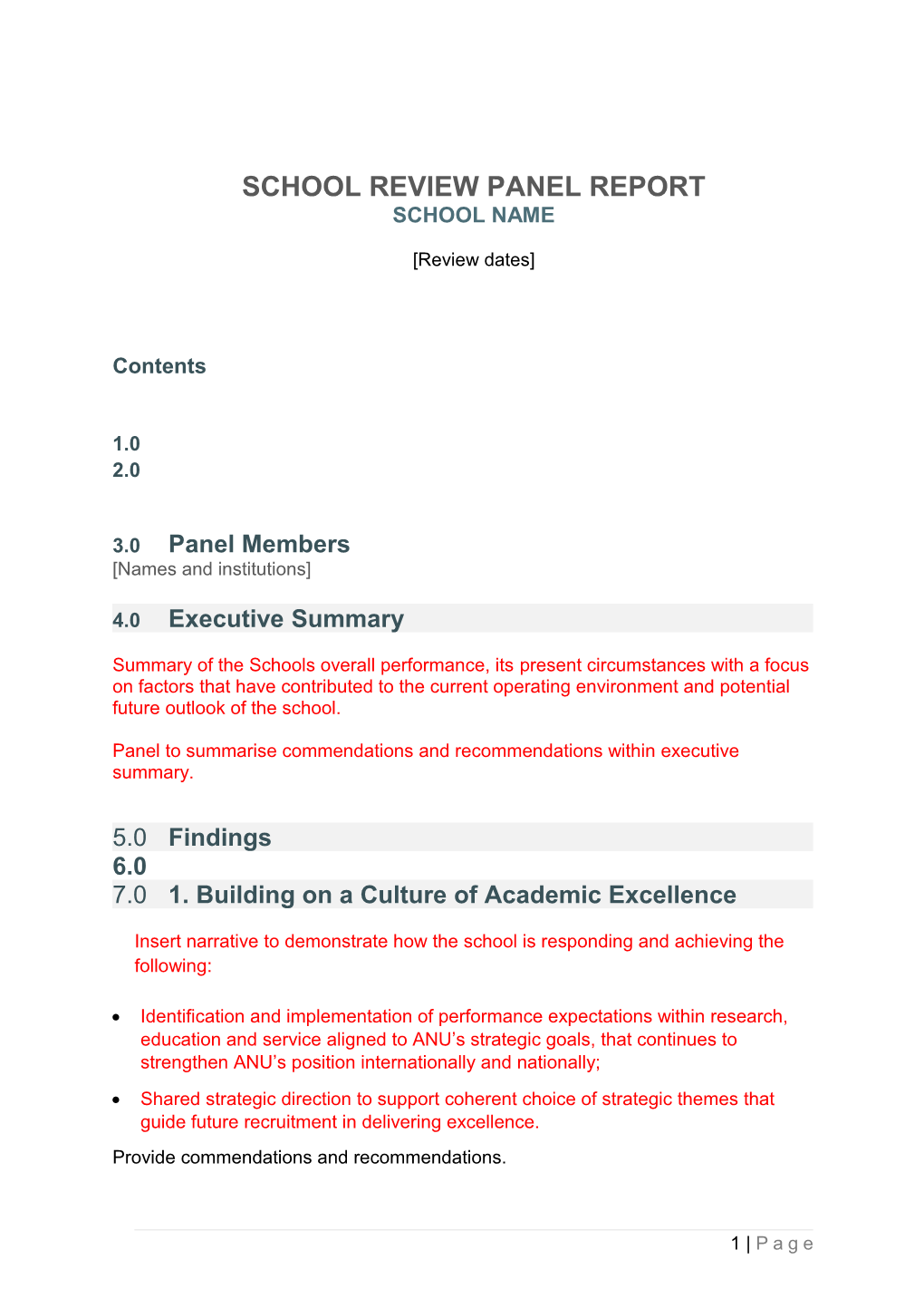 School Review Panel Report