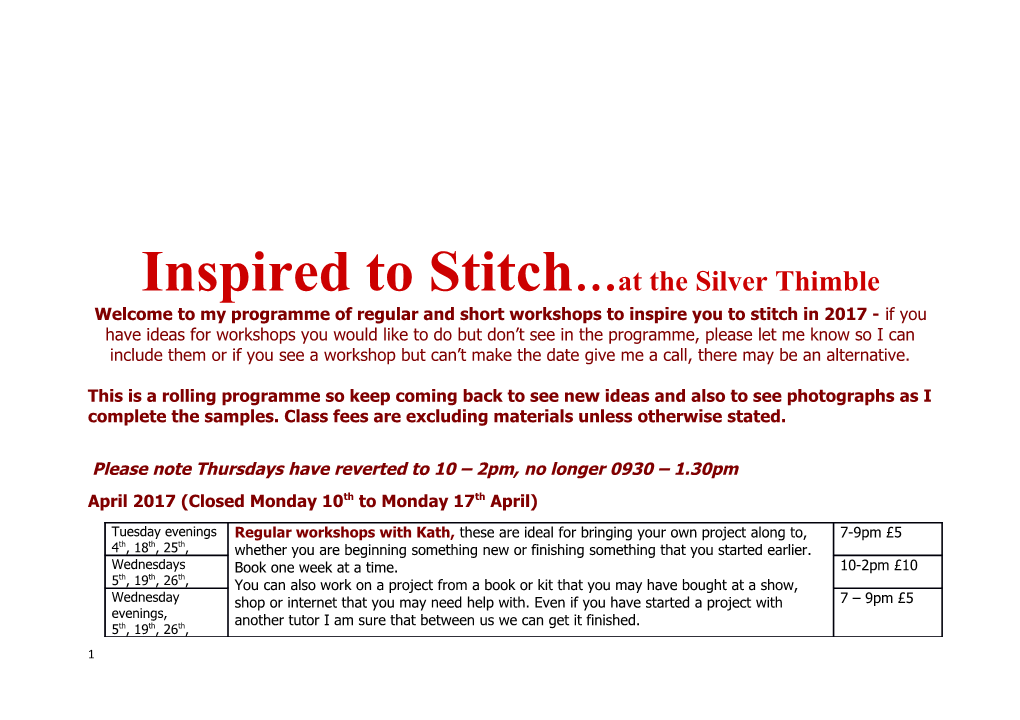 Inspired to Stitch at the Silver Thimble