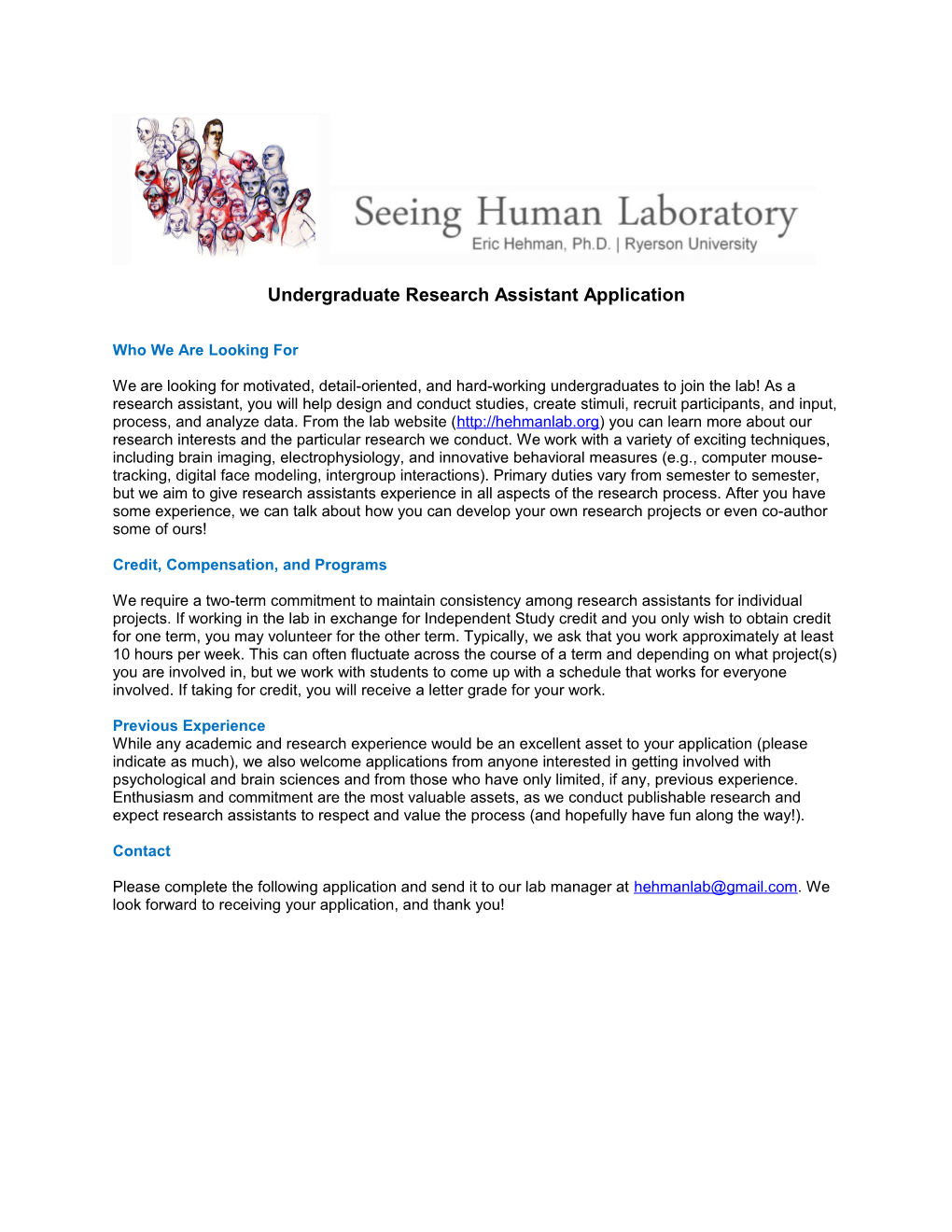 Research Assistant Application (Dweck Lab)