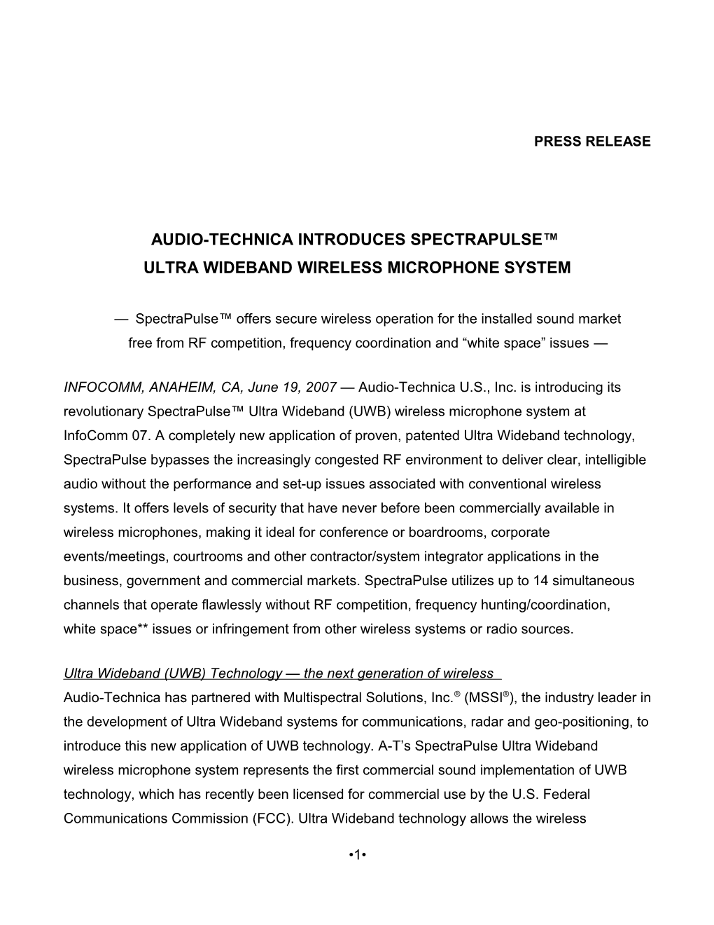 Audio-Technica Introduces Spectrapulse