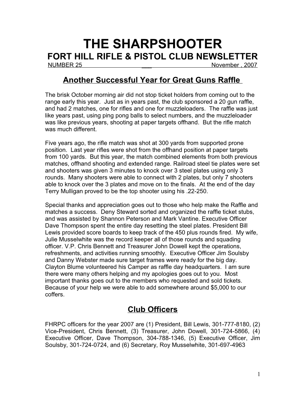 Fort Hill Rifle & Pistol Club Newsletter s2