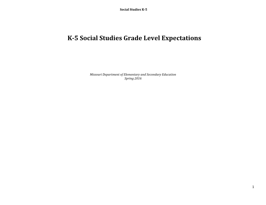 K-5 Social Studies Grade Level Expectations