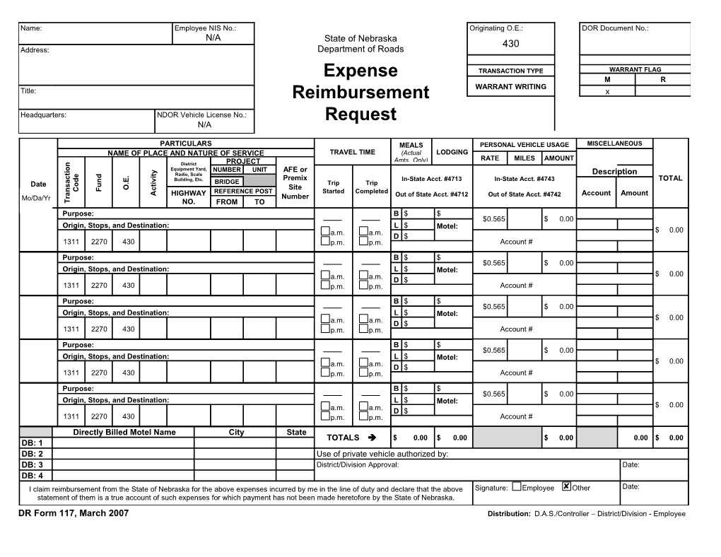 Expense Reimbursement Request
