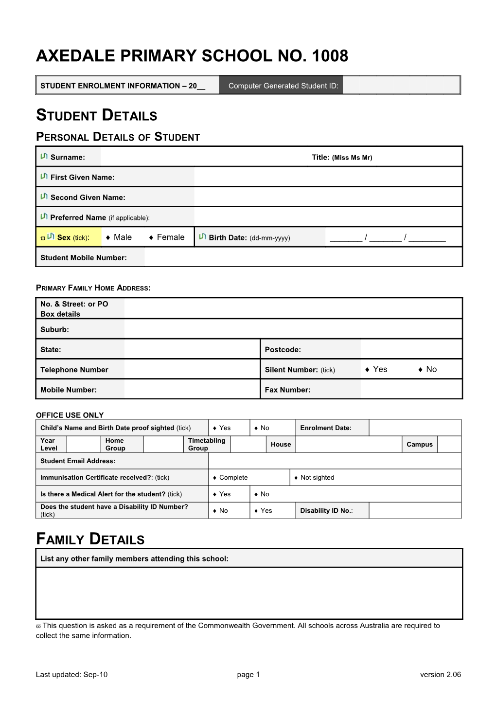 Student Enrolment Form s7
