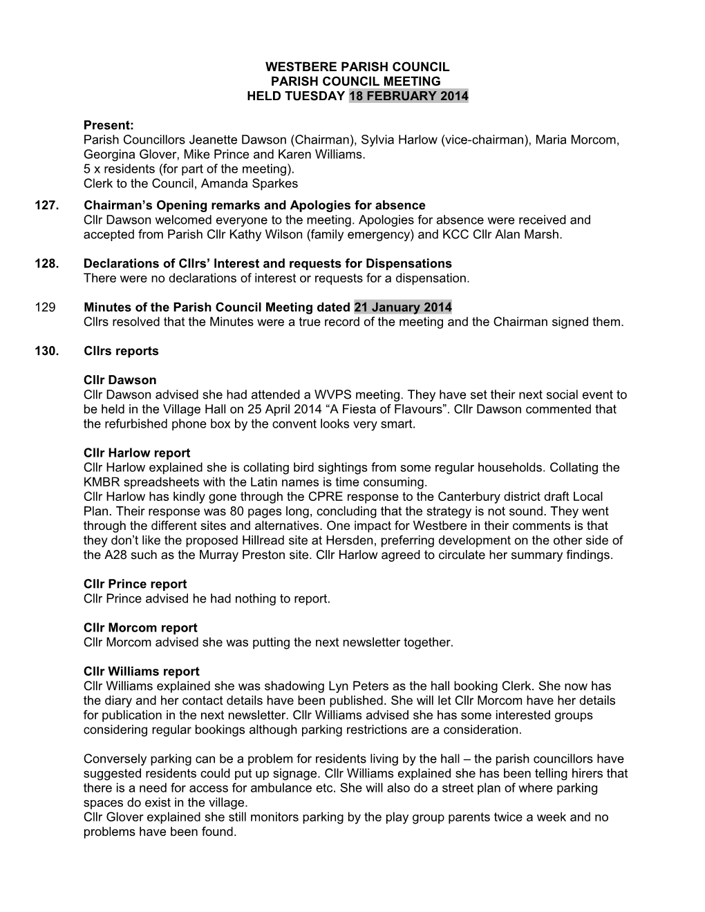 Westbere Parish Council