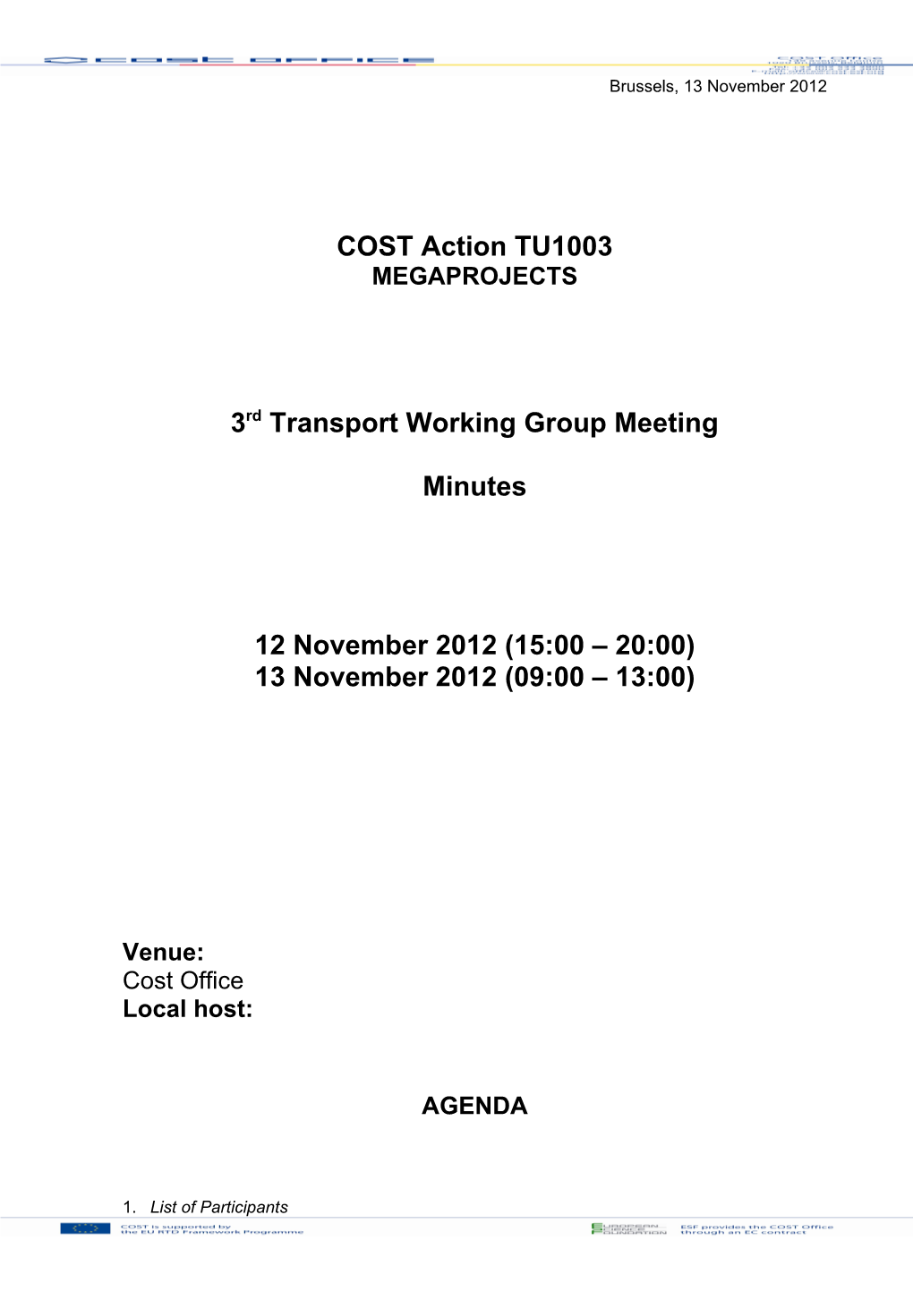3Rd Transport Working Group Meeting
