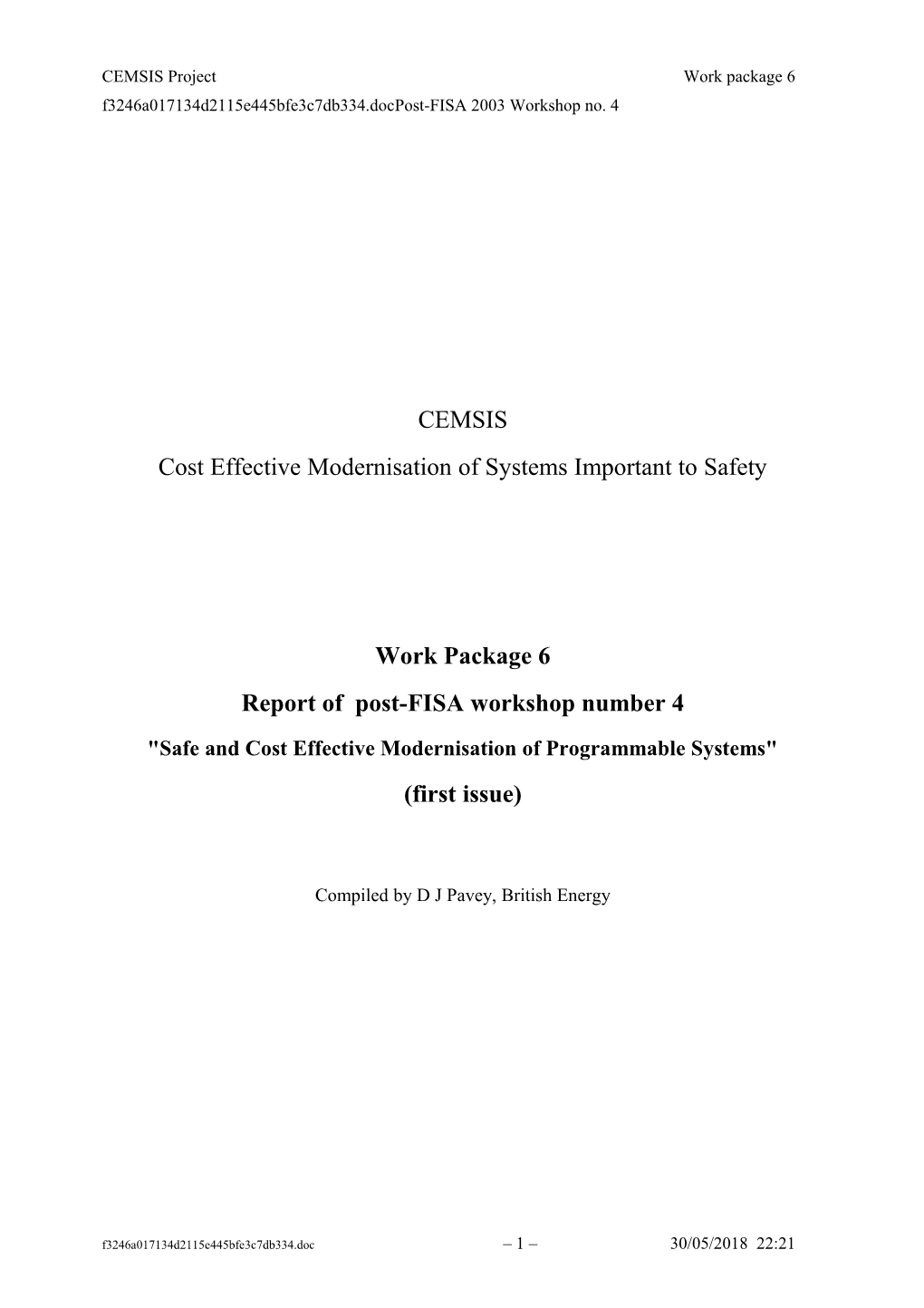 CEMSIS Project Work Package 6