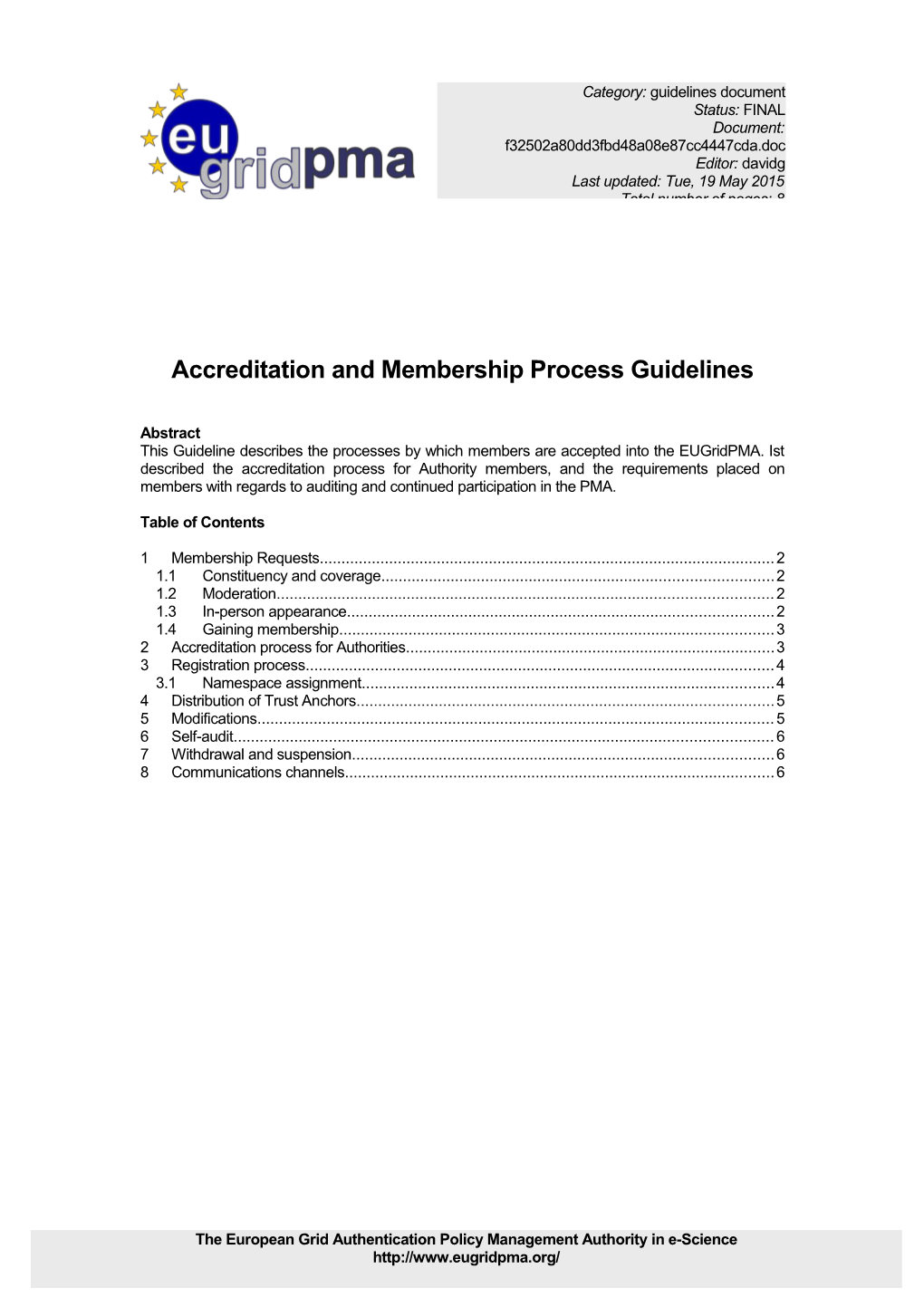 Accreditation and Membership Process Guidelines