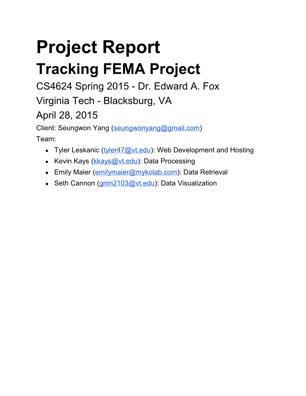 Tracking FEMA Project