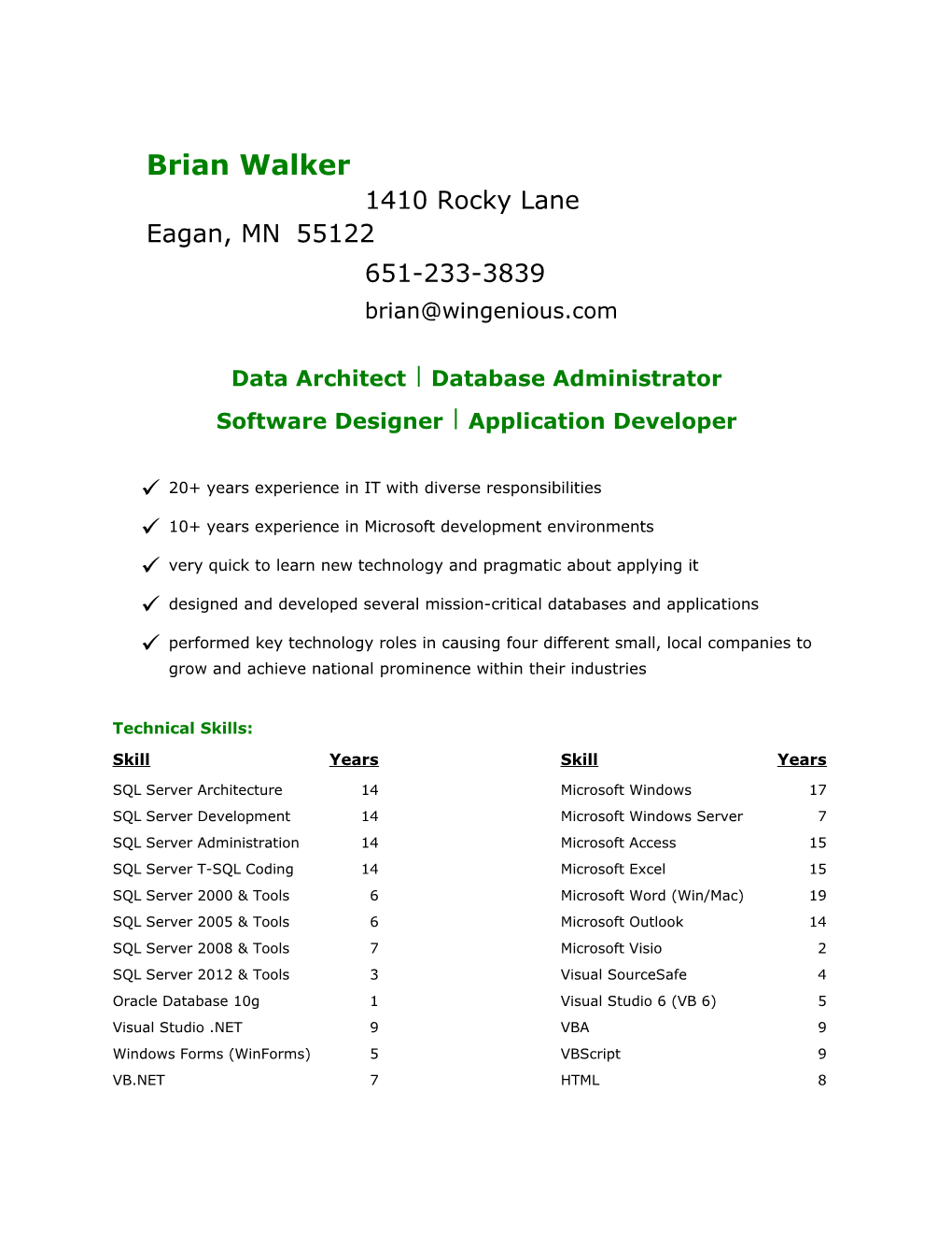 Data Architect Database Administrator