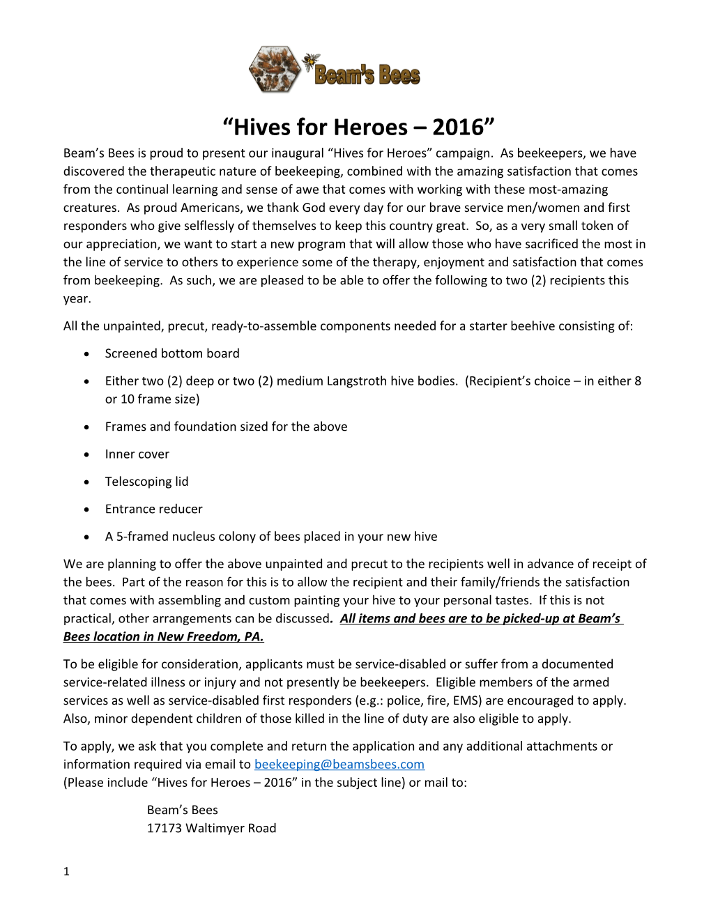 Hives for Heroes 2016