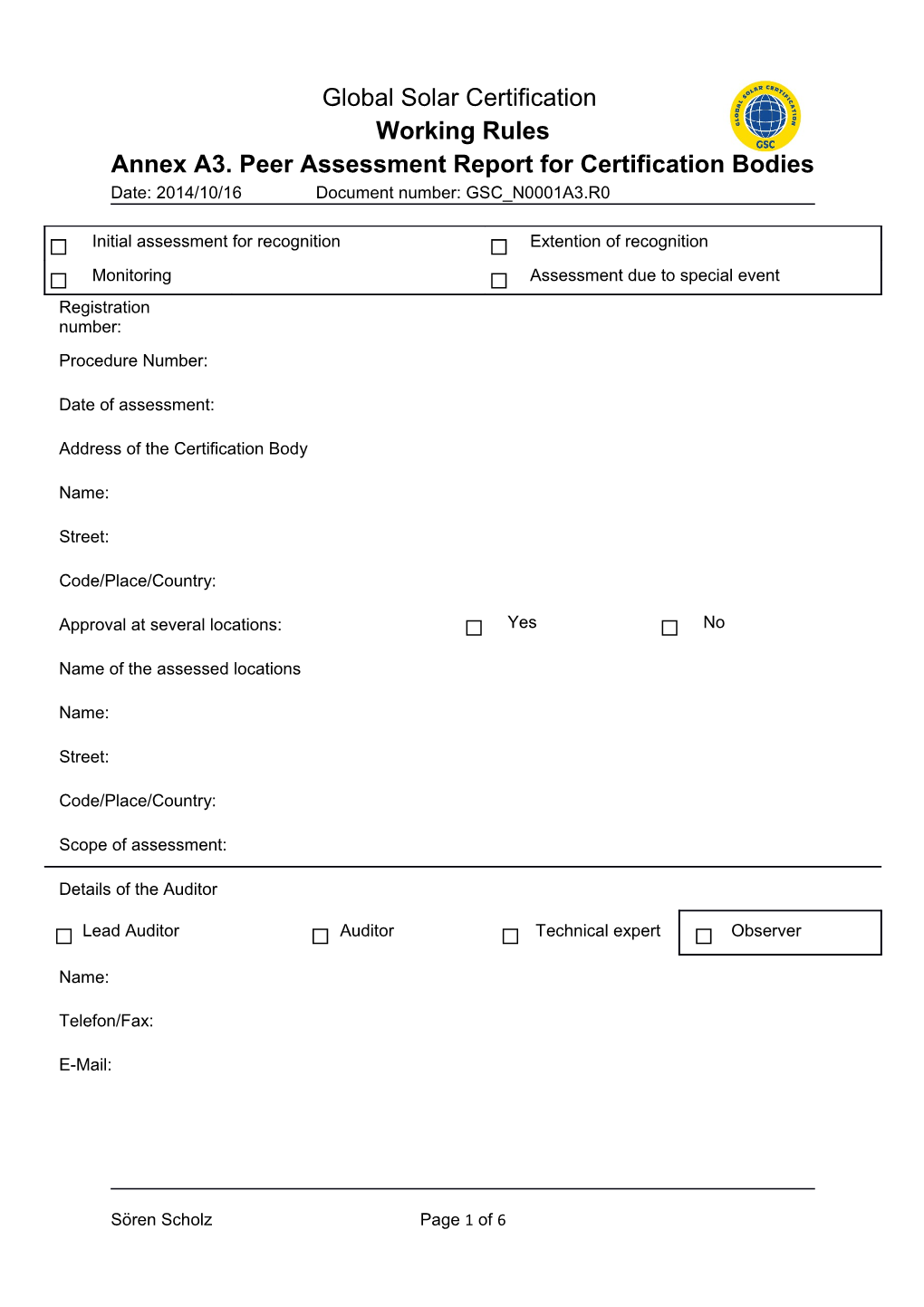 Date: 2014/10/16 Document Number: GSC N0001A3.R0