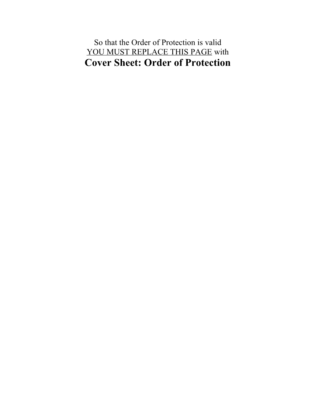 Cover Sheet: Order of Protection