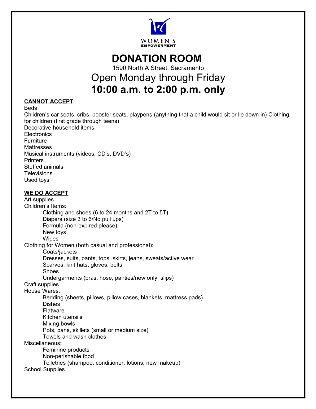 Donation Room