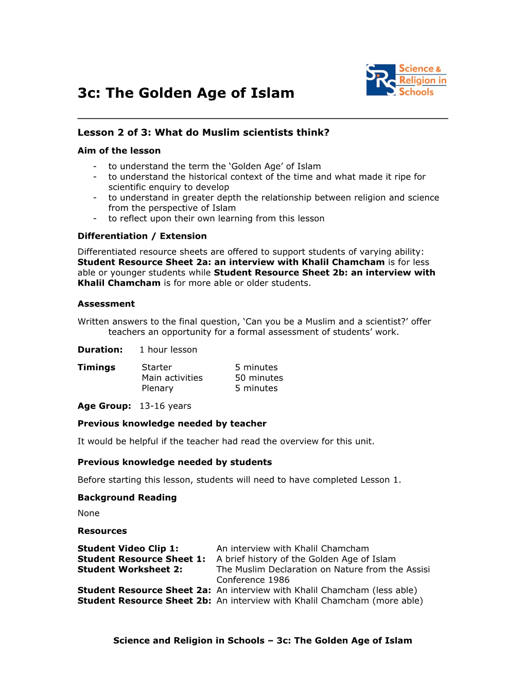 3C: the Golden Age of Islam