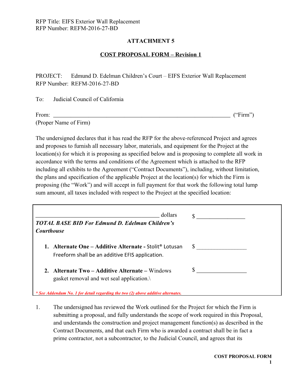 RFP Title: EIFS Exterior Wall Replacement