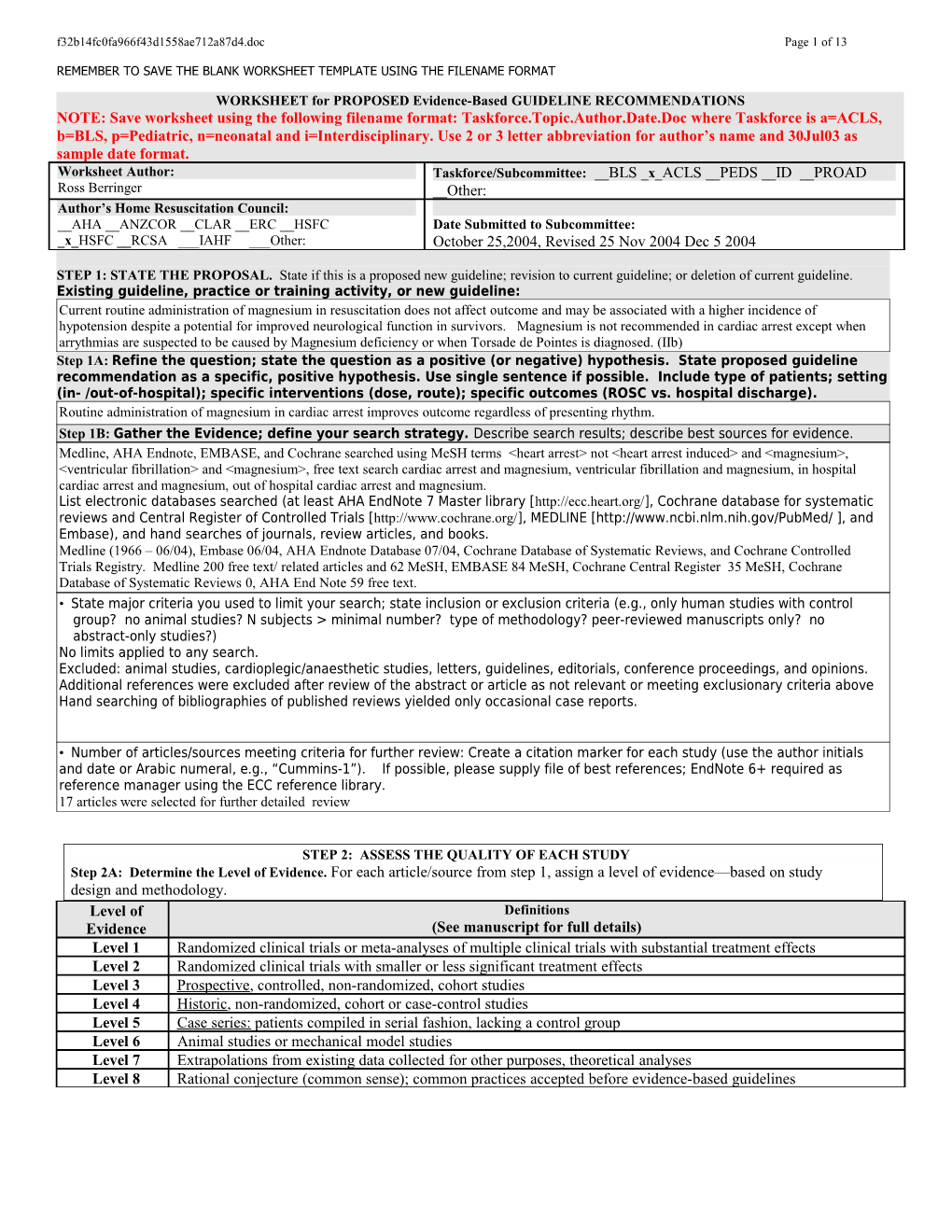 C2005 Evidence Evaluation Template - Nov.11 2003 s1