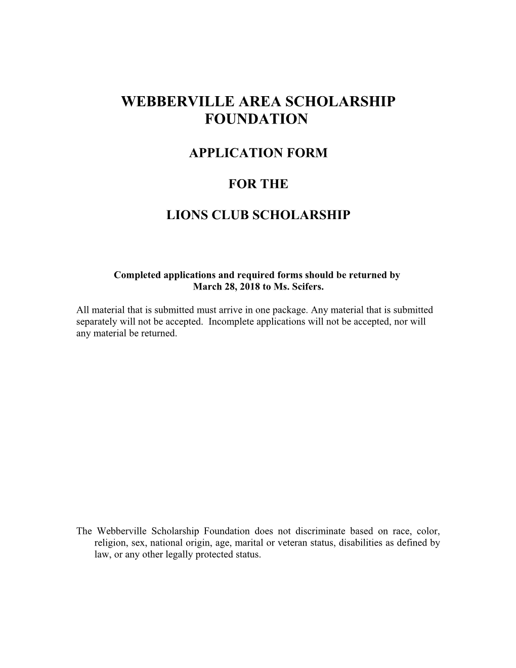 Webberville Area Scholarship Foundation