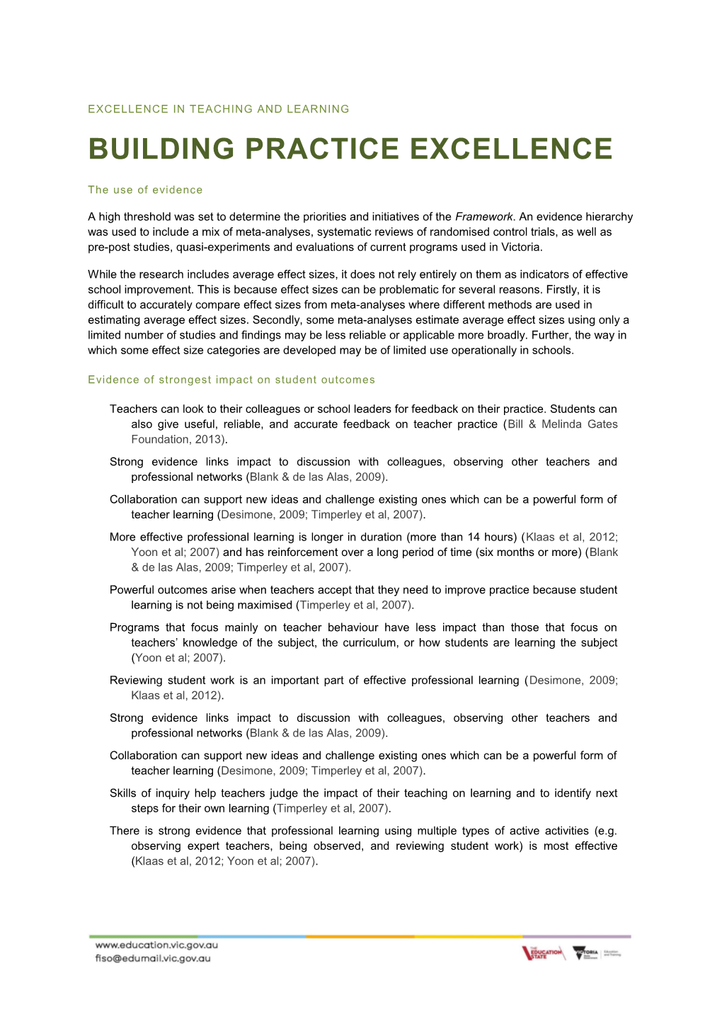 Excellence in Teaching and Learning