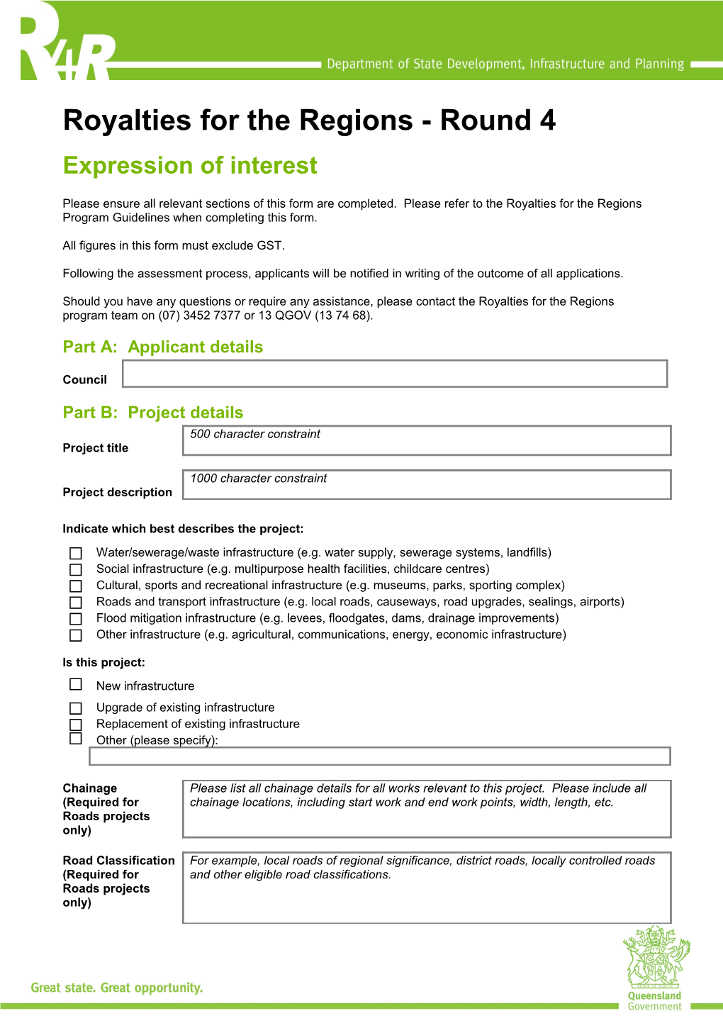 Royalties for the Regions - Round 4: Expressions of Interest Manual Application Form