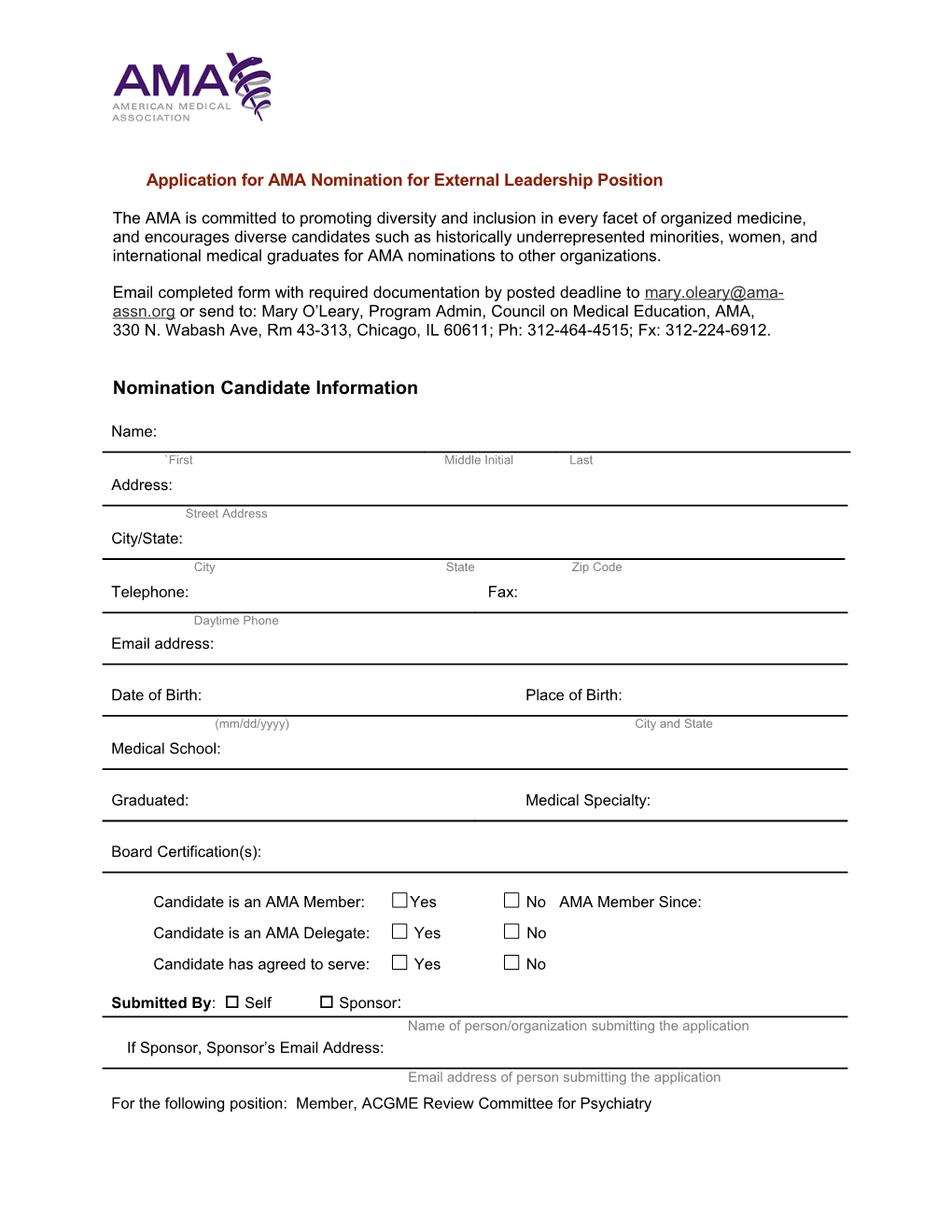 Council/Committee Nomination Form