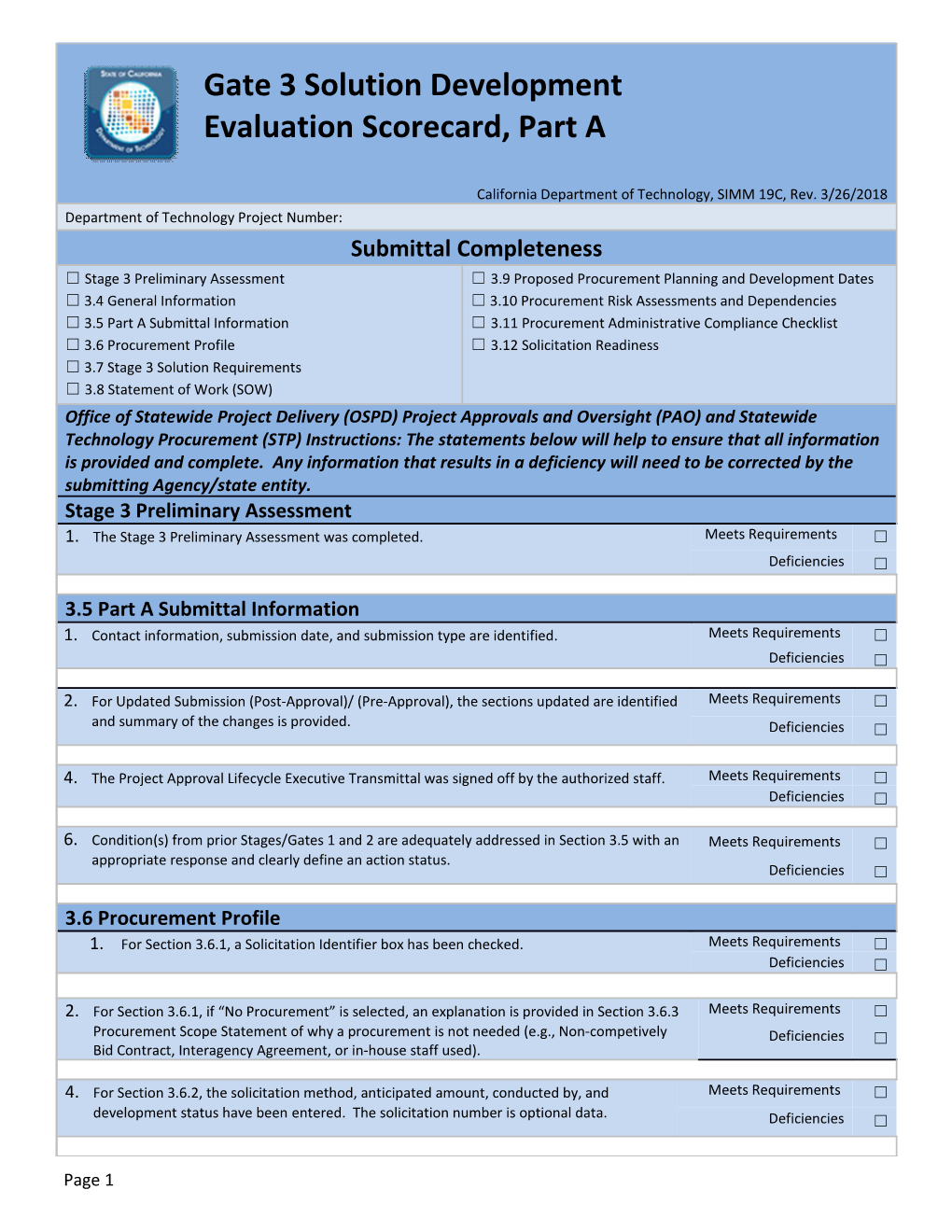 C.7 Stage 3 Evaluation Scorecard Part A