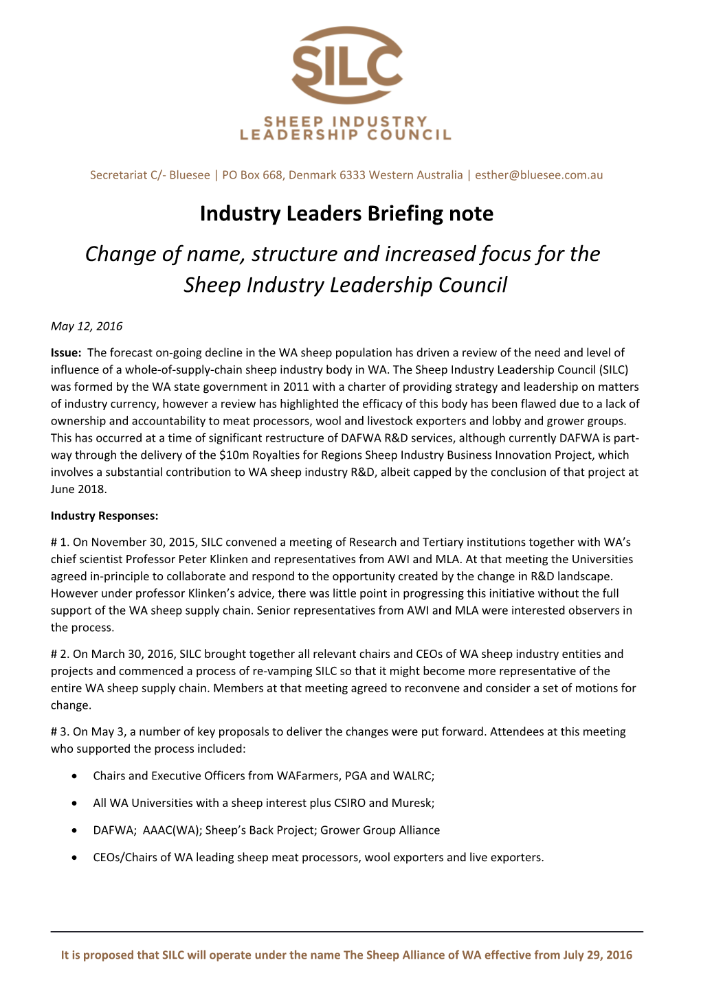 Sheep Industry Leadership Council Inc
