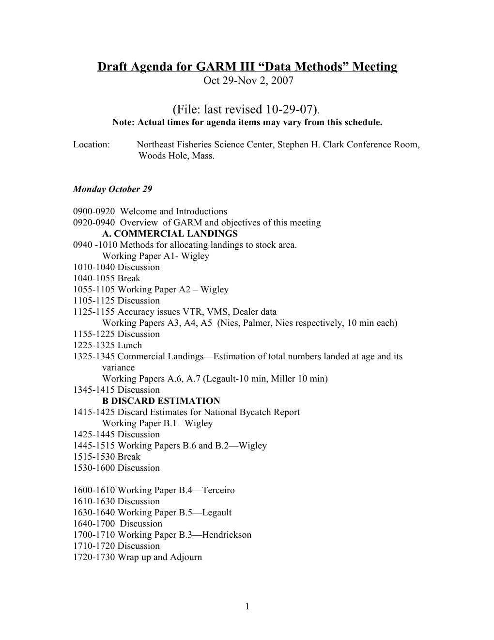 Draft Terms of Reference for GARM III Data Methods Meeting