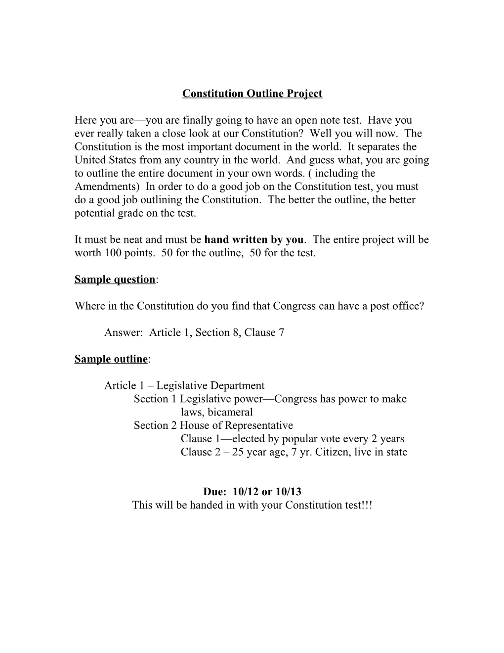 Constitution Outline Project