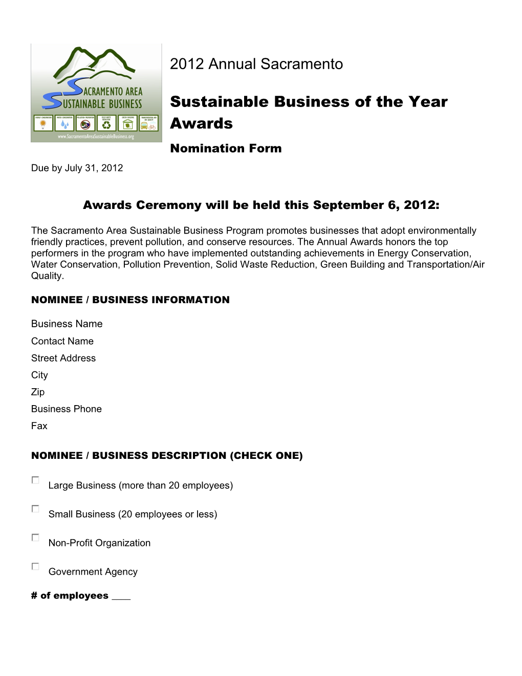 Sustainable Business of the Year Awards
