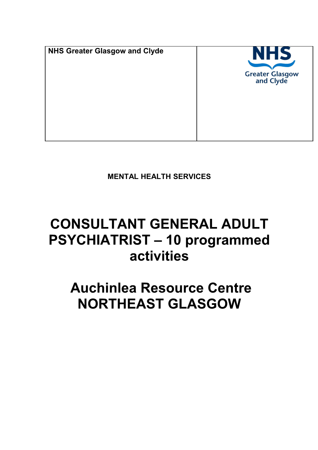 Consultant in General Adult Psychiatry