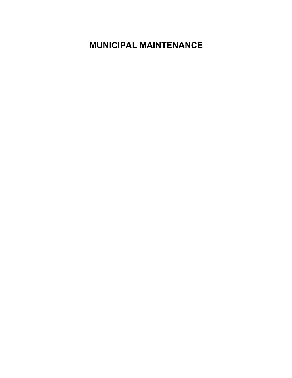 Municipal Maintenance